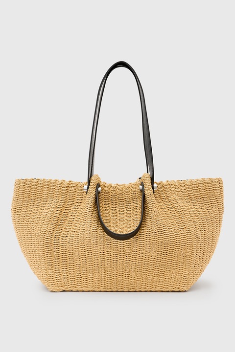 AllSaints, Geanta de paie cu bareta de umar Allington, Camel