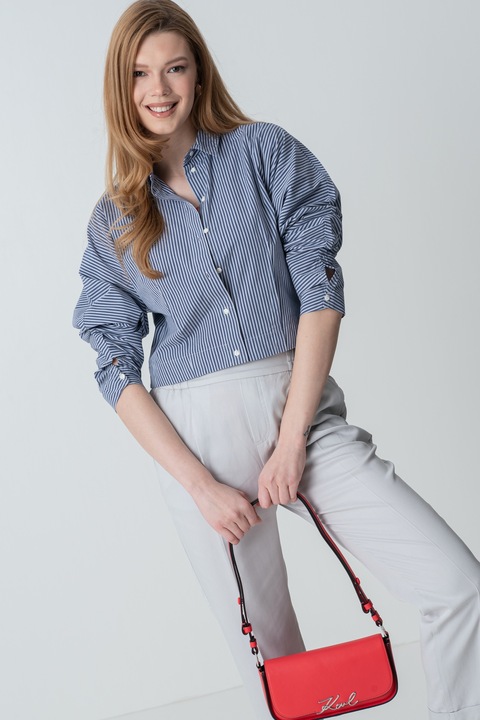 United Colors of Benetton, Camasa din bumbac cu model in dungi, Albastru