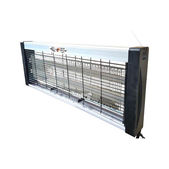 Електрическа лампа с 2 неонови ултравиолетови светодиода, мощност 20W, унищожава вредители, срещу насекоми - комари, мухи, молци и други насекоми, за интериор и екстериор, 39 x 25 x 6 см