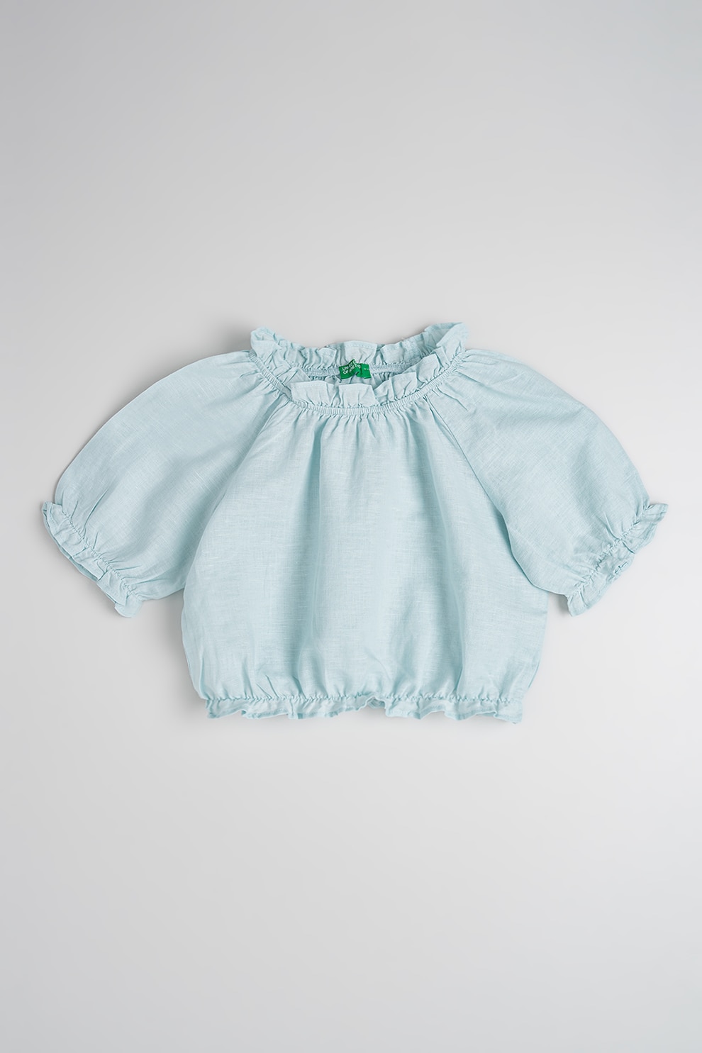 United Colors of Benetton, Tricou din amestec de in, Verde pal, 120 CM