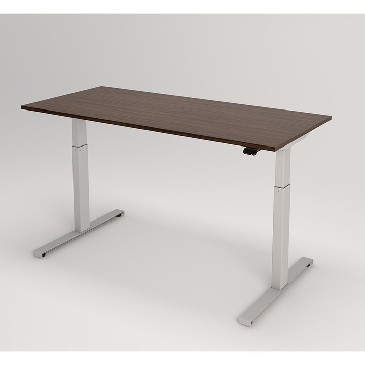 Birou cu inaltime reglabila ActivDesk, blat 65x120 cm, 2 motoare, functie de memorie, control electric si aplicatie mobila, senzor anticoliziune, cadru metalic alb