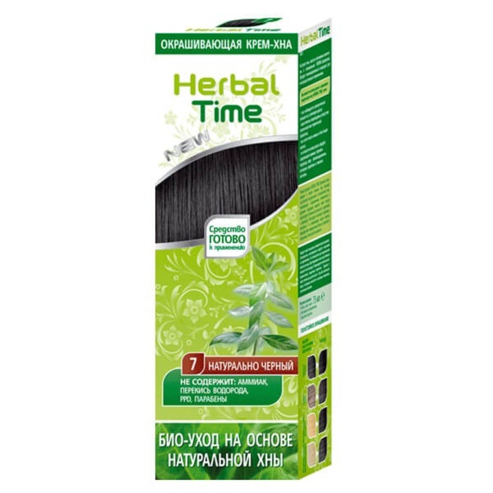 Vopsea de par HERBAL TIME, naturala, 7 Negru, fara amoniac, 150ml