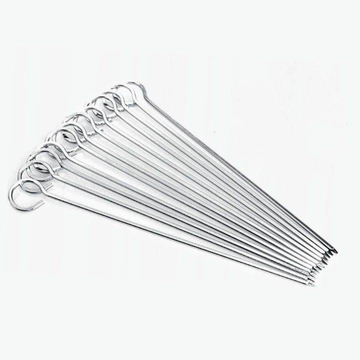 Set 12 Bete Frigarui, Inox, 34 cm, Reutilizabile, Durabile, Usor de Curatat, Argintiu