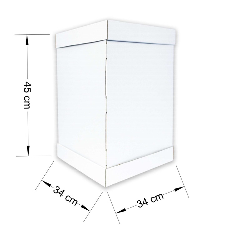 Cutie pentru torturi inaltate, Kapak, 34x34x45 cm, alb, 3 straturi, 1 bucata