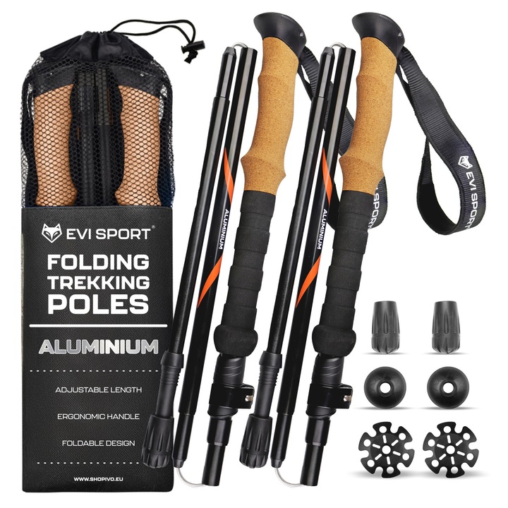 BETE DE TREKING Pliabile Reglabile Bastoane de Mers NORDIC WALKING Munti | ALUMINIU, pliabile, reglabile, aluminiu, maner din pluta, drumetii montane