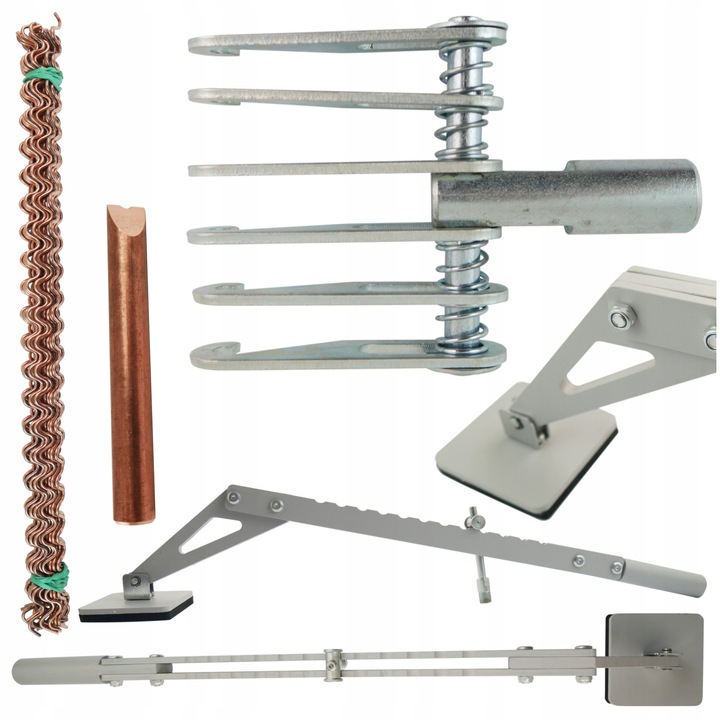 Puller ajustabil, Lever 760mm, Cleste cu 6 carlige 3mm, Electrod pentru sarma, Sarma ondulata, Argint