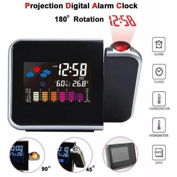 Ceas WatchShop Statie meteo - termometru, higometru, alarma, ceas, data