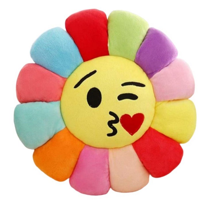 Perna floare decorativa, Emoji pupacios, Multicolora, 50 cm