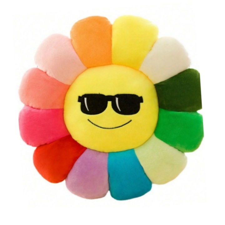 Perna floare decorativa, Fata zambitoare cu Ochelari, Multicolora, 50 cm