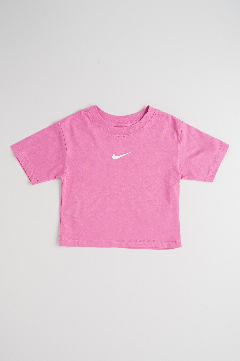 Nike, Tricou cu detaliu logo, Alb, Roz pastel, 116-122 CM
