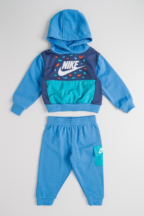 Nike, Худи и панталон с лого- 2 части, Червен/Петролно синьо/Син, 86-92 CM