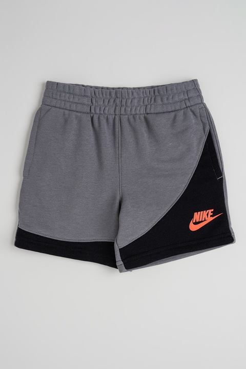 Nike, Шорти с памук с еластична талия, Черен/Сив меланж