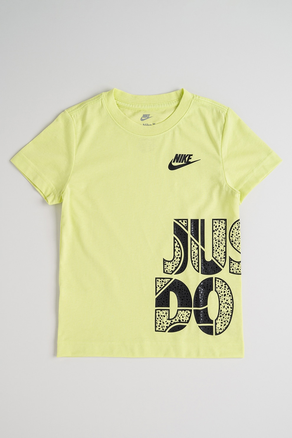 Nike, Tricou cu imprimeu logo, Negru, Verde lime, 104-110 CM