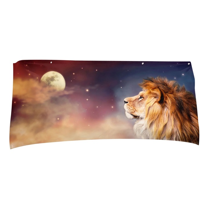 Плажна кърпа, щампа на лъв, микрофибър, многоцветна, 75x150 см