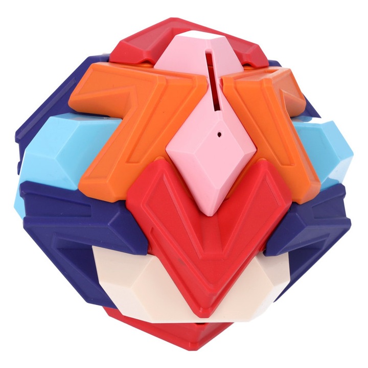 Pusculita in forma de minge puzzle 3D, multicolor, 16, 5 x 16, 5 x 16, 5 cm