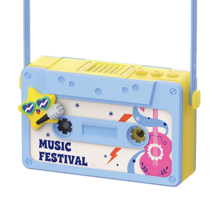 Ventilator pentru inregistrare pe banda pentru copii, 3 viteze, inregistrare, portabil/gat, reincarcabil prin USB, stea