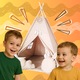 Cort pentru copii Teepee cu 3 perne Cloud Bunny Dream Catcher Bej