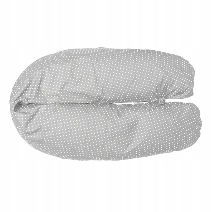 Perna de alaptare, gri cu buline, 170x35cm, hipoalergenica, cu husa detasabila