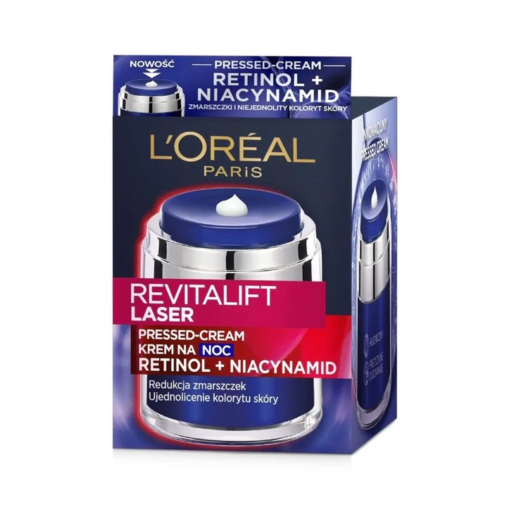 Crema de fata L'Oreal Revitalift Laser, 50ml, Retinol si Niacinamid, formula anti-imbatranire, tehnologie airless