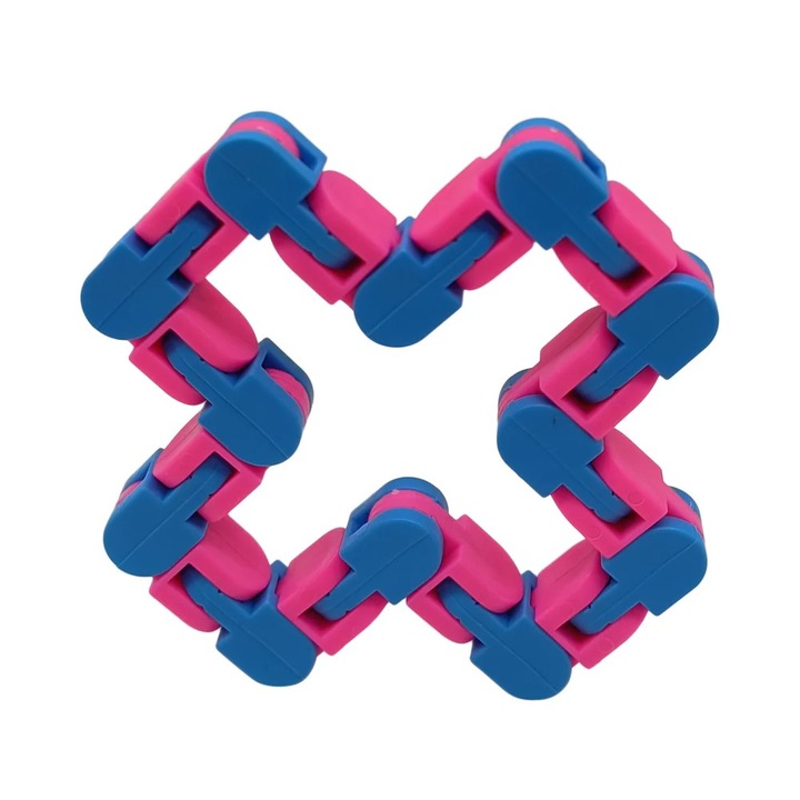 Jucarie senzoriala pentru copii, tip sarpe, 24 piese, 28cm, plastic, Roz-Albastru