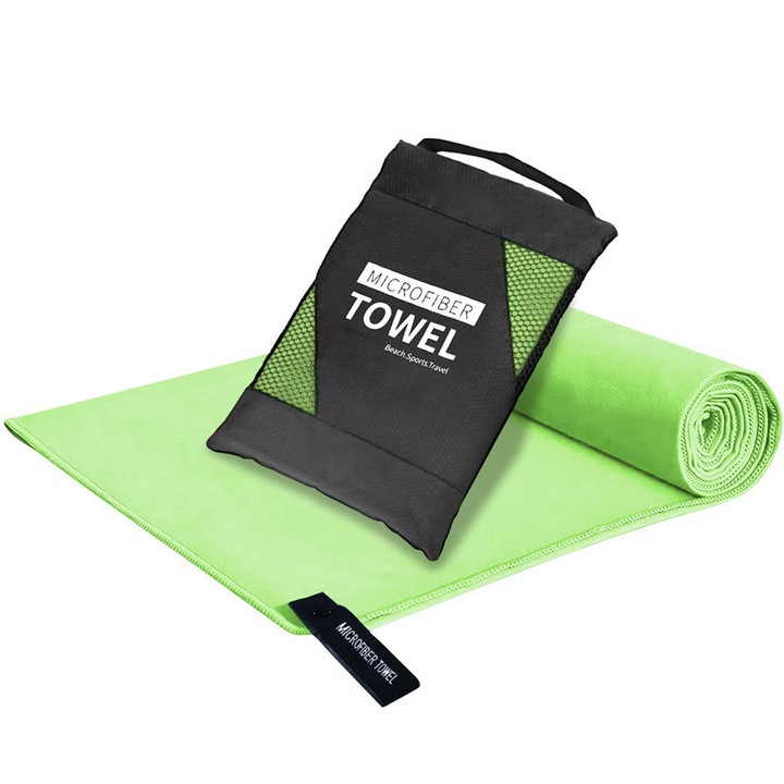 Охлаждаща микрофибърна кърпа за фитнес, бягане, туризъм, йога, с хиперизпарителен и охлаждащ кожата ефект, с различни приложения, 40x80см-Зелена