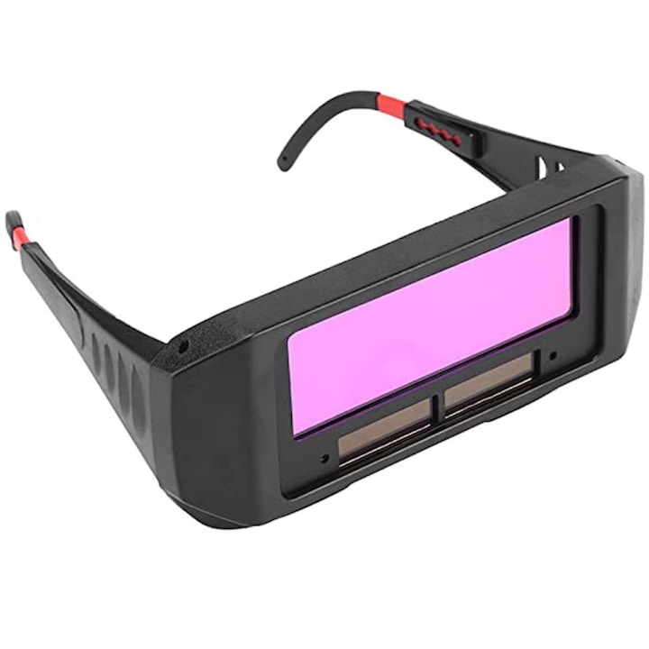 Очила за професионално заваряване Gardeon®, със соларен панел, функция за автоматично затъмняване, защита срещу вятър и прах, работна температура -10 градуса + 65 градуса, цвят черен/червен