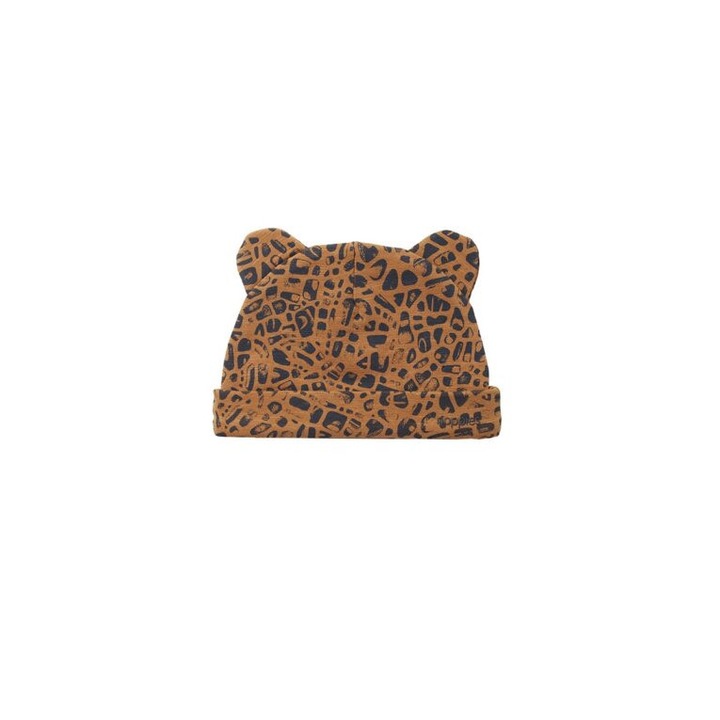 Caciula bebe, Noppies, Tremezzo, din bumbac, cu urechiuse, maro, 3-6 luni