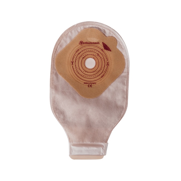 Punga de colostomie/ileostomie 20-60 mm Mediszintech, cu evacuare, filtru, opaca, inchidere cu velcro