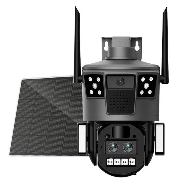 Камера за наблюдение със SIM карта 4K, 4G, соларна, 10X увеличение, 14W соларен панел, IP 66 водоустойчивост