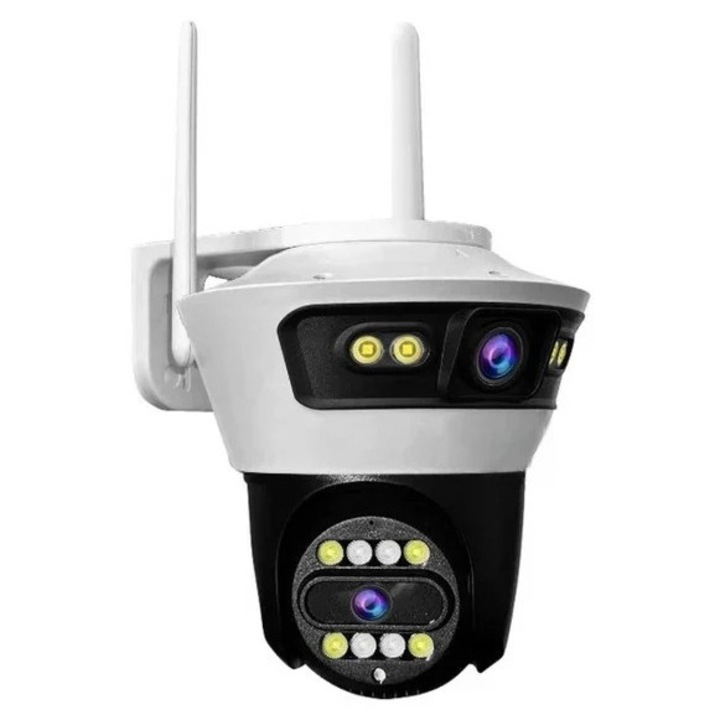 Camera de Supraveghere Dubla Jortan 2025 3+3MP Wi-Fi & Fir, Exterior IP66, Vedere Nocturna, Auto-Tracking, Card 32GB Cadou