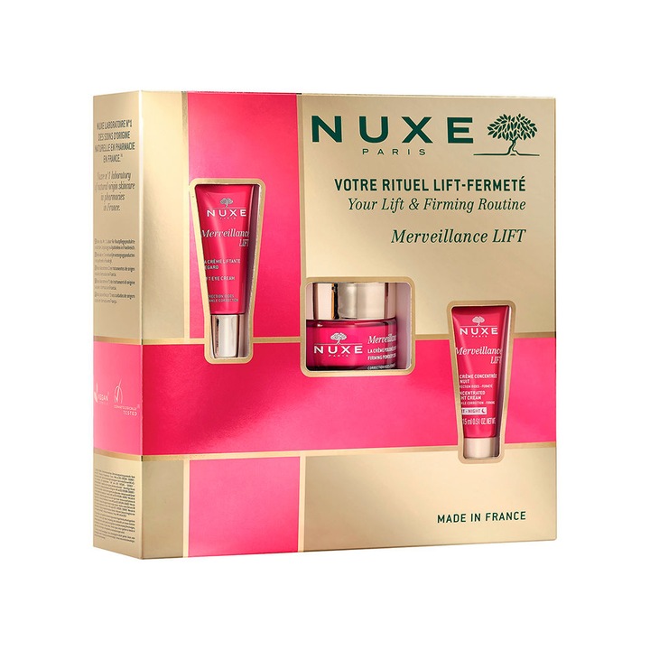 Nuxe Merveillance Lift Set – Bőrfeszesítő nappali krém 50 ml, Lifting Eye Contour Cream 15 ml, Lifting éjszakai krém 15 ml