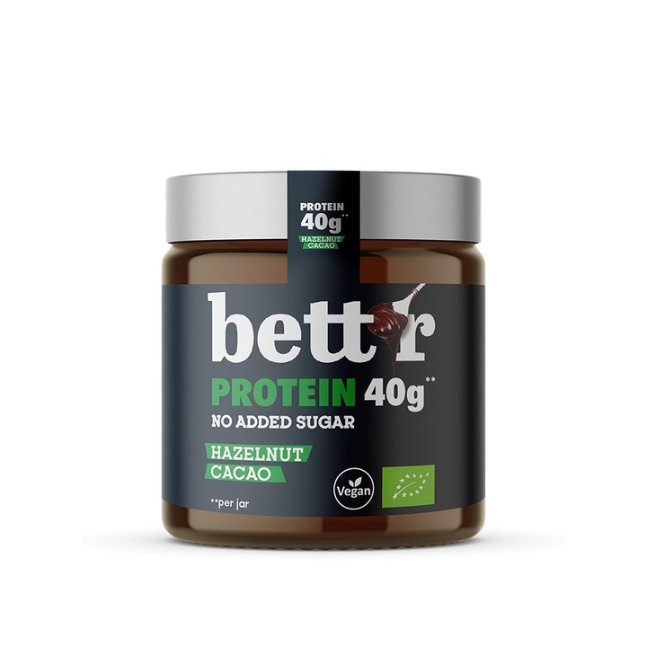 Crema Proteica Tartinabila Vegana Bio cu Alune si Cacao Fara Zahar Adaugat Bettr 250 g