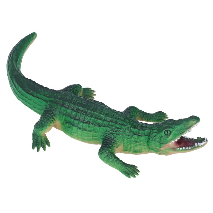 Puha gumi krokodil figura, egyedi textúrájú, valósághű, 15 cm