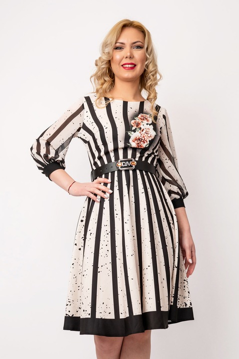 Rochie Dama Amalia, Alb/Negru, S