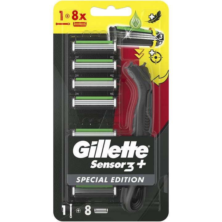 Aparat de ras Gillette Sensor 3+ Special Edition, maner + rezerve 8buc