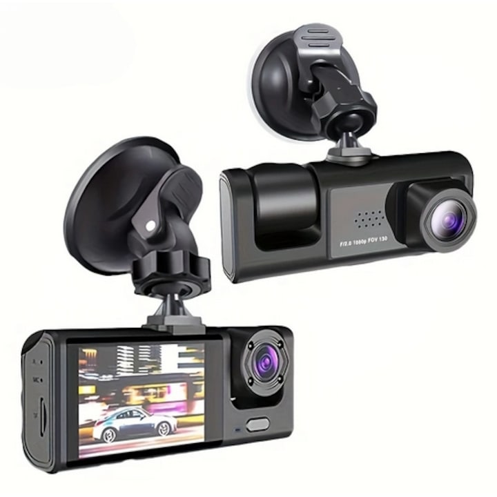 Тройна DVR Dash Cam, пълна защита за вашия автомобил, Full HD 1080P, Wi-Fi, 2” IPS екран, ултра широк ъгъл от 170°