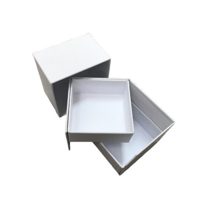 Cutie cadou cu 2 sertare etajate, pozitionate pe clapeta inconjuratoare. Varianta mica 62x62x26H mm / sertar interior