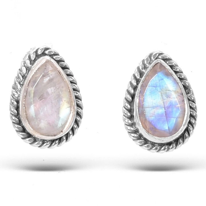 Cercei argint - piatra lunii fatetat lacrima