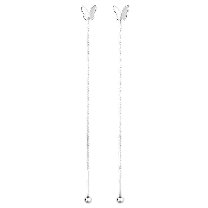 Cercei Lungi din Argint 925 Bright Fly cu Fluturas, Design Delicat si Feminin, Accesoriu Elegant si Finut, Cutie Bijuterii Inclusa, A179