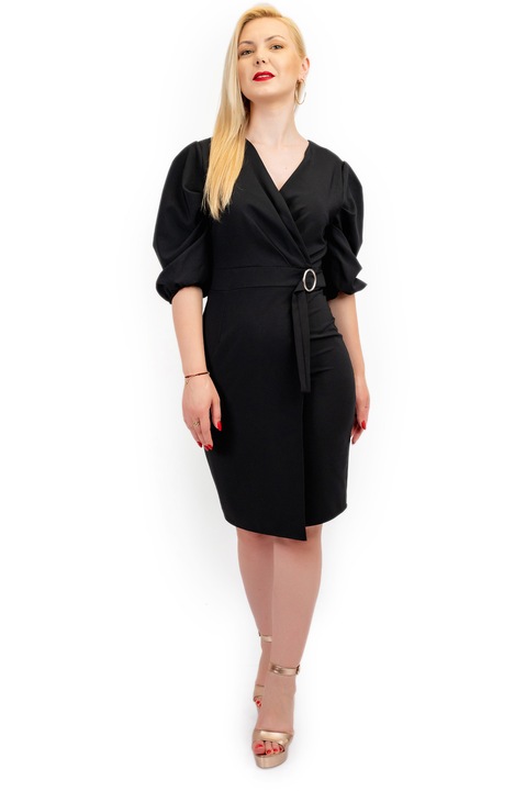 Rochie Dama Cate Midi Neagra, Negru