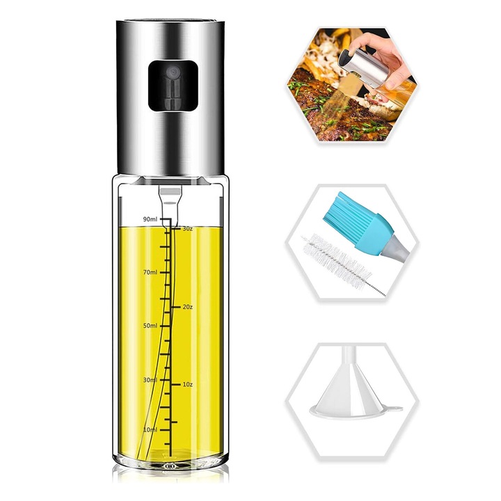 Многофункционален спрей за олио за готвене, контейнер за спрей за олио, лесен за пълнене, лесен за почистване, 100 мл