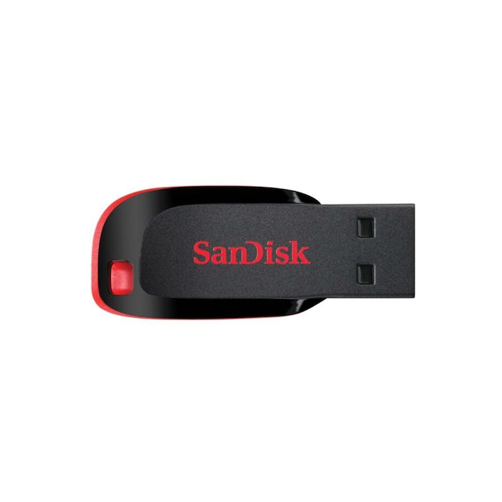 Pendrive 64 GB, USB 2.0, Click SanDisk, polikarbonát, fekete/piros