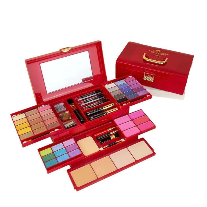 Set trusa de machiaj, L'Chear, 56 nuante, multicolor, include farduri de pleoape, fond de ten, blush, iluminatoare