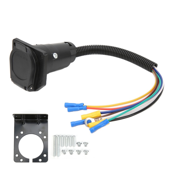 Adaptor remorca 7 cai cu suport pentru caravana, plastic, montare usoara, 6-54V