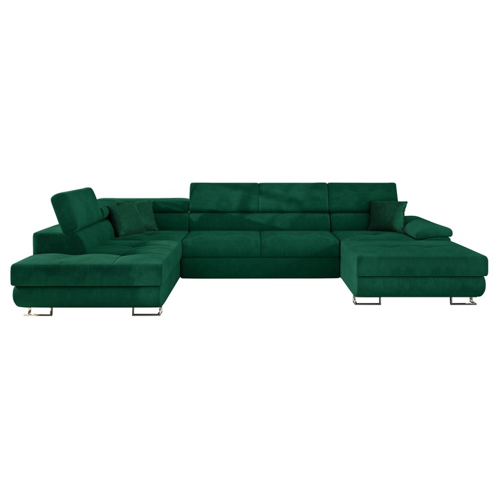 Coltar rabatabil Alvin Bis Stanga, MIRJAN 24, verde sticla, 202x345x91 cm