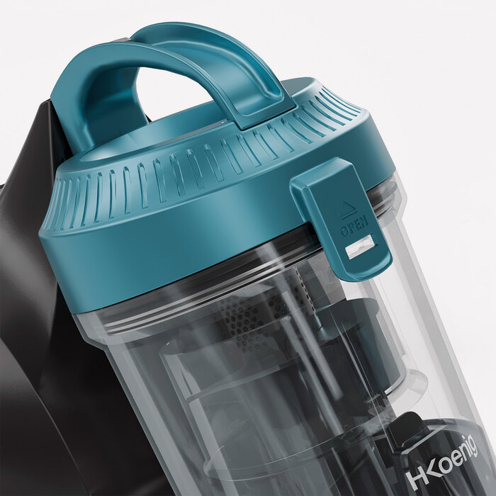 Aspirator fara sac H.Koenig, STC48, pentru toate suprafetele, Tehnologie Cyclonic, capacitate 2 litri, filtru HEPA 12 lavabil, usor de folosit, duza ingusta si perie incluse, 700 W, negru/verde