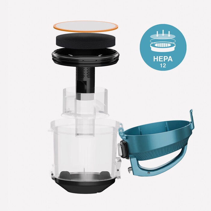 Aspirator fara sac H.Koenig, STC48, pentru toate suprafetele, Tehnologie Cyclonic, capacitate 2 litri, filtru HEPA 12 lavabil, usor de folosit, duza ingusta si perie incluse, 700 W, negru/verde