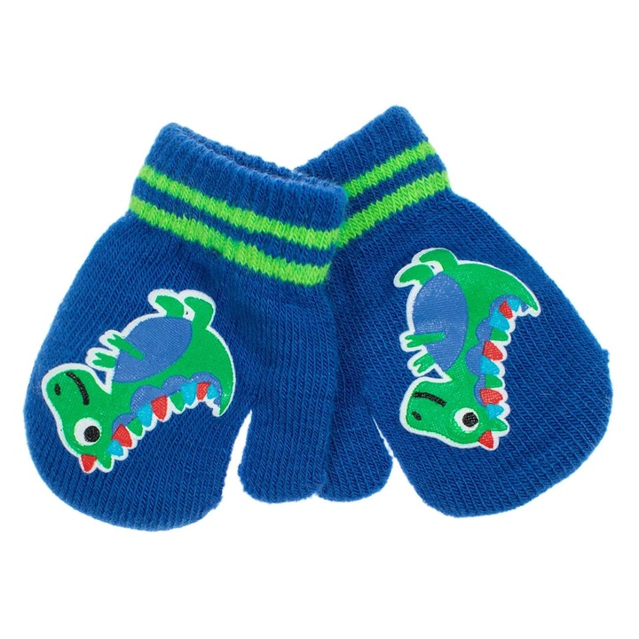 Manusi Albastre cu Un Deget Dinozaur pentru Baiat 0-12 Luni