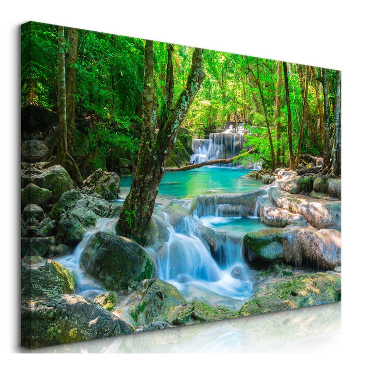 Vászonkép Muralo Egzotikus vízesés nappali 120 cm x 80 cm dekoráció Vad természet a nappaliba