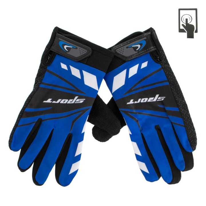 Manusi Negre Albastre de tip Ciclism pentru Ecrane Tactile pentru Adolescenti ”Sport” 9-14 Ani- 1 pereche